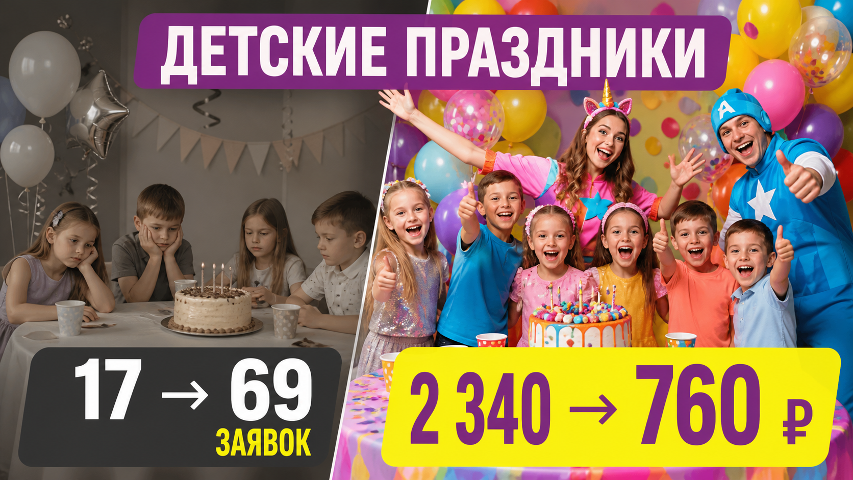 Баннер с результатами кейса